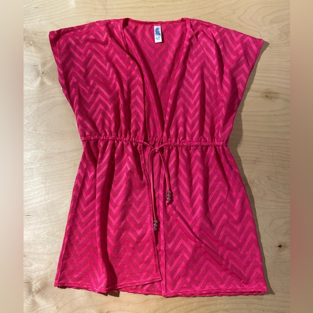 Aruba Blue Pink Chevron Women's Beach Cover Up L/XL (PA)